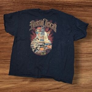 Austin Texas Black Graphic Guitar Tee Shirt